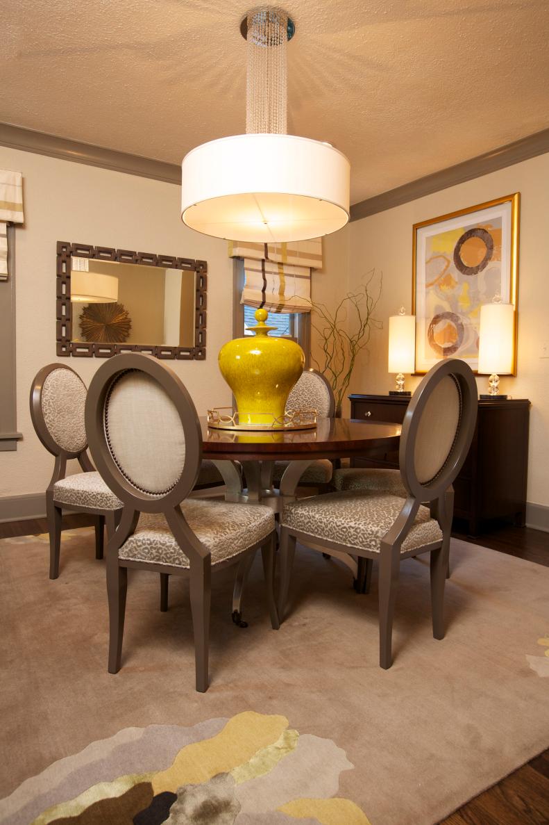 Contemporary Gray and Yellow Dining Room
