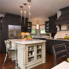 Traditional Kitchen With Contemporary Lighting Feels Glamorous