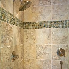 Shower With Mosaic Tilework