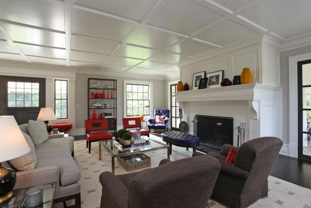 Contemporary Gray Living Room With Colorful Accents | HGTV