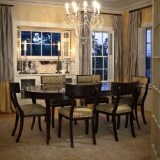 Sophisticated Transitional Dining Room With Sleek Table