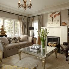 Traditional Living Room With Metallic Coffee Table