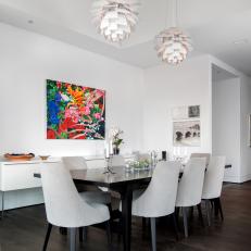 Modern Dining Room With Colorful Artwork