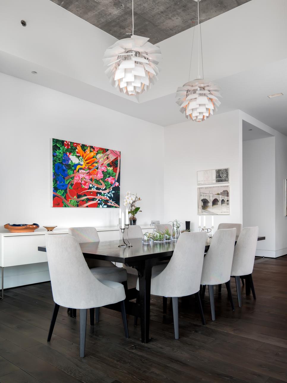 Modern Dining Room With Colorful Artwork | HGTV