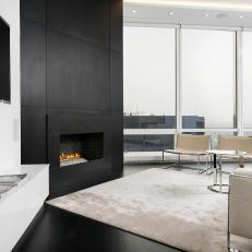 Modern Living Room With Granite Fireplace 
