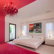 Contemporary Fuchsia and White Bedroom Feels Artsy and Unique
