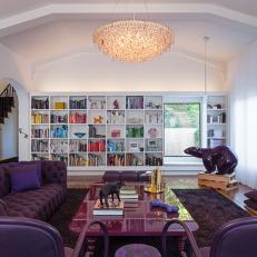 Purple and White Living Room Feels Like a Modern Art Gallery