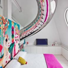 Girl's Bedroom With Slide