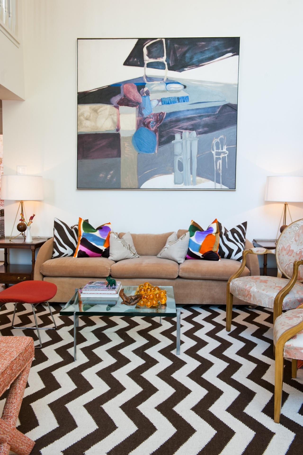 Eclectic Living Room With Modern Art And Bright Accents Hgtv