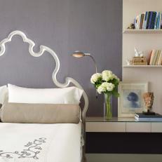 Transitional Purple & White Bedroom Is Calm, Feminine