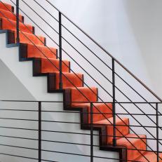 Stairs With Orange Stair Runner