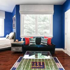 Blue Kid's Bedroom With Giants Rug