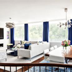 White Contemporary Open Plan Living and Dining Areas