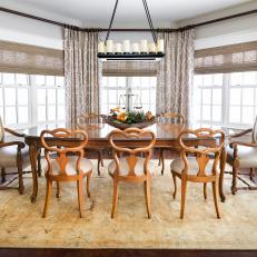 Classic Dining Room Set in Bay Window 