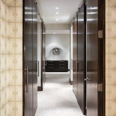 Contemporary Hallway With Sleek Closet Doors