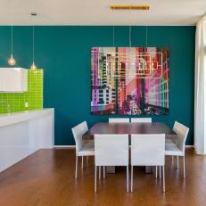 Contemporary Teal Dining Room