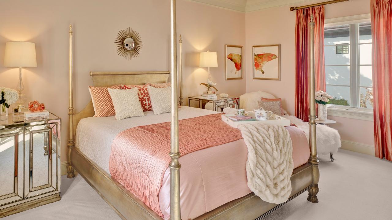 Elegant White Master Bedroom & Blush Decorative Pillows - The Pink Dream