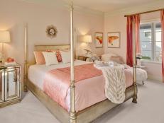 Pink, Eclectic Bedroom With Four-Poster Bed