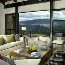 Contemporary Living Room Overlooks Colorado Mountains