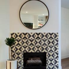 Contemporary Fireplace With Modern Tile Surround