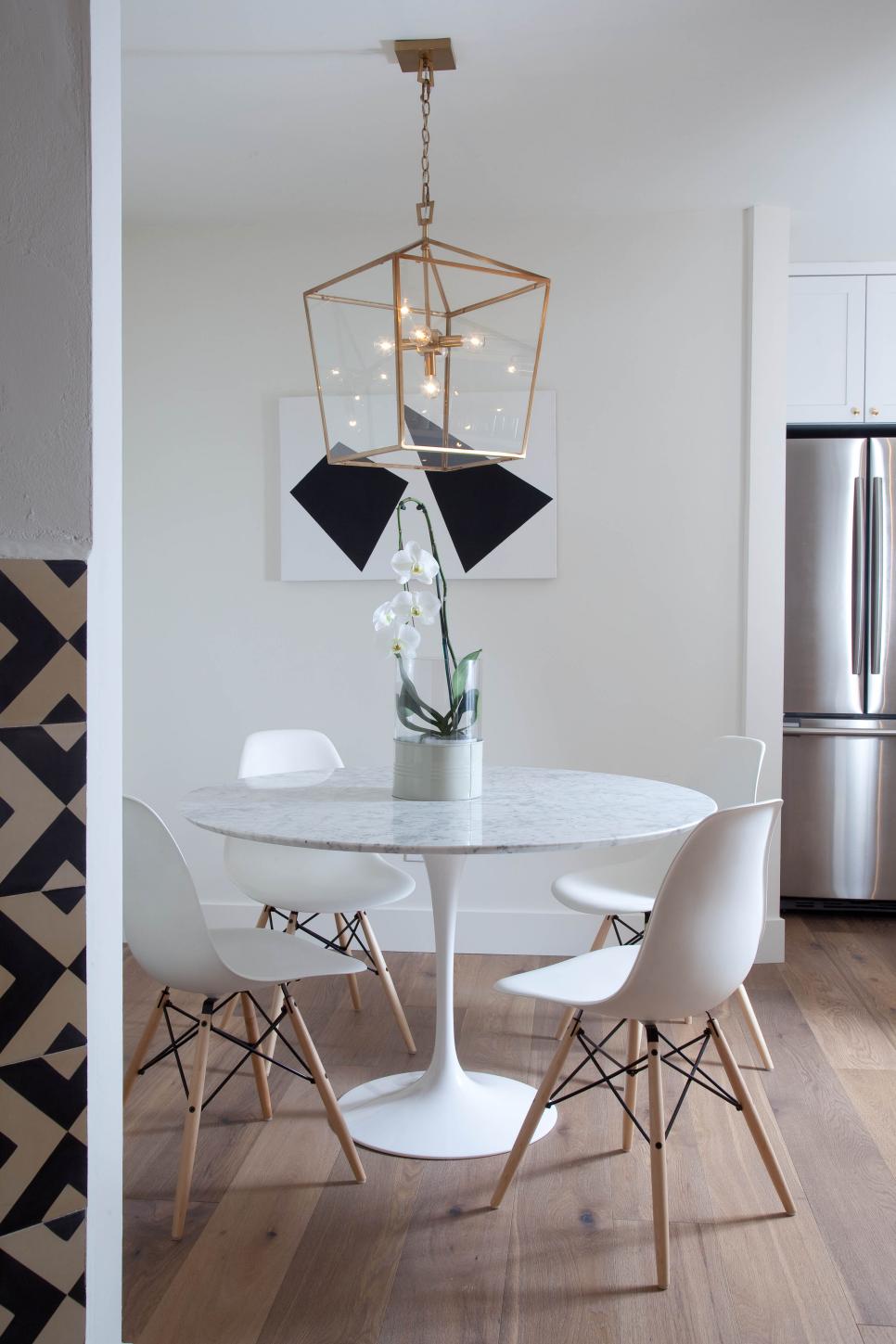 Minimalist White Dining Room is Contemporary, Chic | HGTV