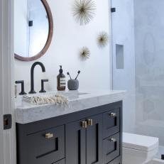 Contemporary Black-and-White Bathroom is Chic, Playful 