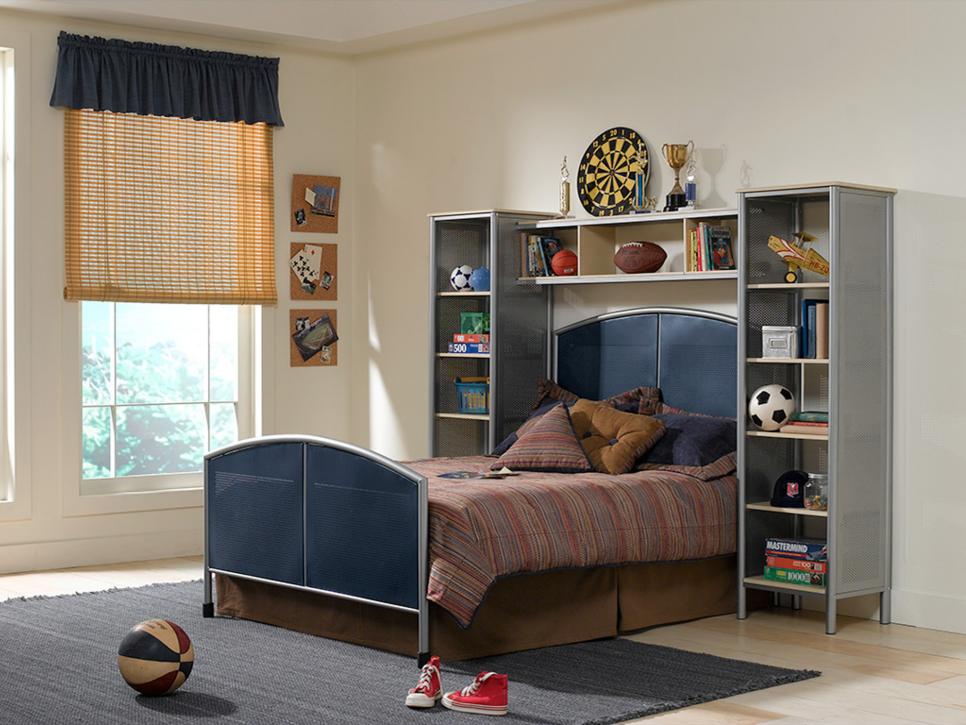 Bedroom Furniture Set With Wall Storage, Twin Bed Wall Unit