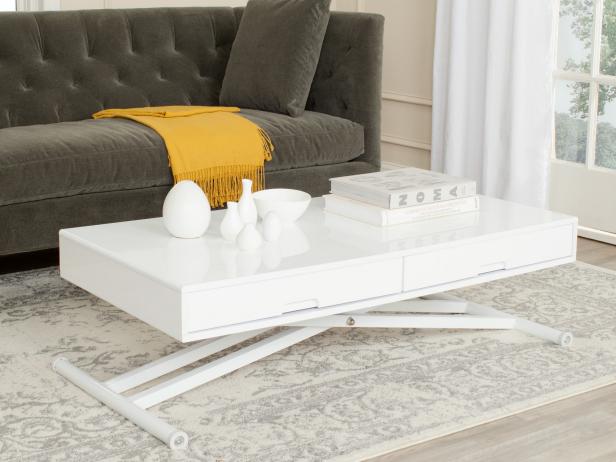 White Lacquer Coffee Table With Storage