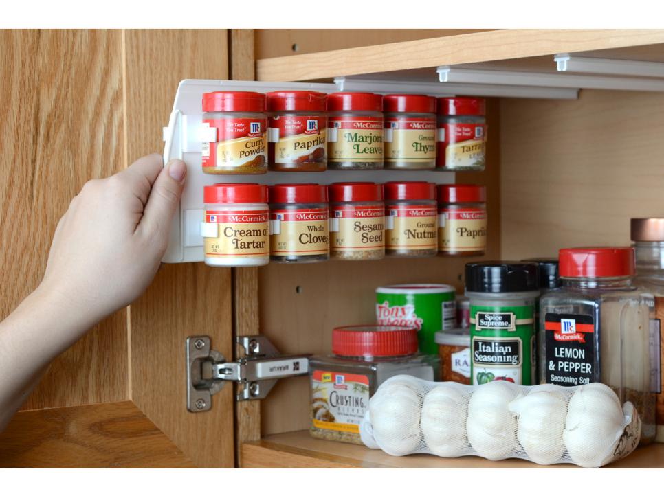 wall spice rack with spices