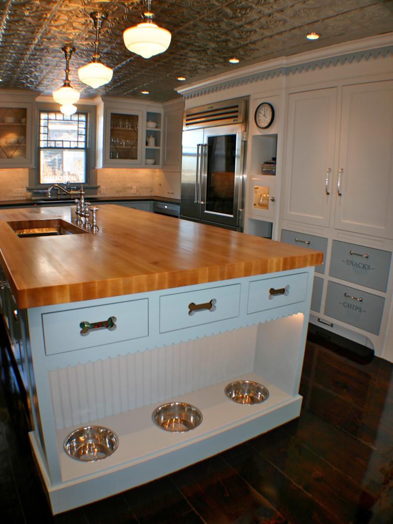 Kitchen Island With Built-In Dog Bowls