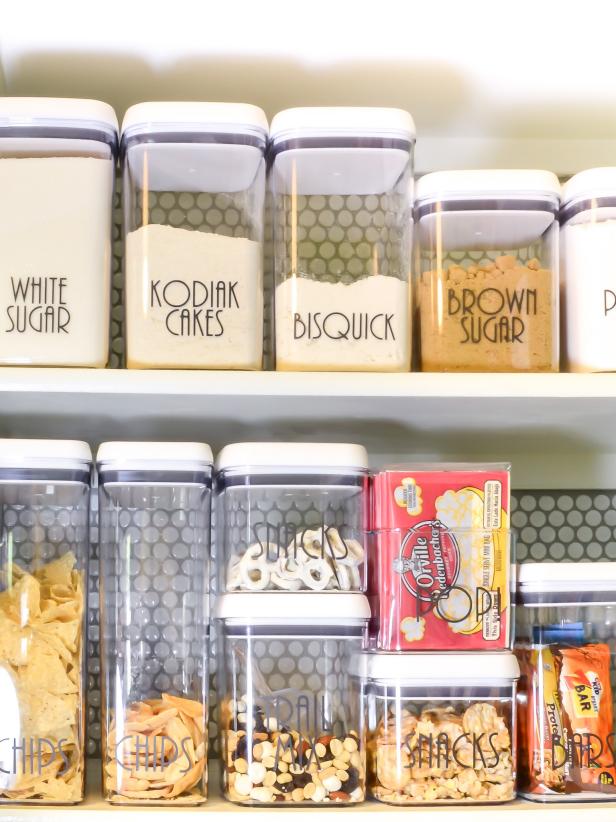 Labeled Containers in Organized Pantry