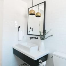 Floating Vanity With Square White Vessel Sink