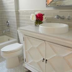 Gray Guest Bathroom With With Elegant Vanity
