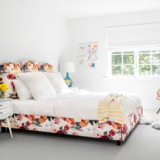 Floral Patterned Bed and White Linens Flips Bedroom Decor Convention 