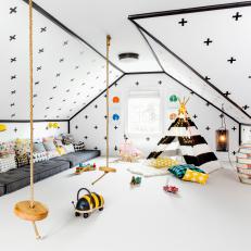 Dream Playroom Features Teepee, Rope Swings and Floor Cushions