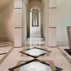 Contemporary Hall With Geometric Marble Design 