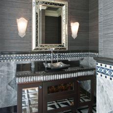Opulent Bath with Mirrored Vanity