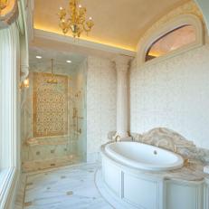Traditional Master Bathroom with Opulent Finishes