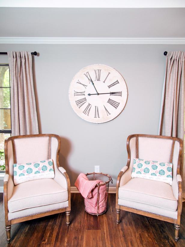 The seating area in the master suite of the McKenzie home, as seen on Fixer Upper. (after)