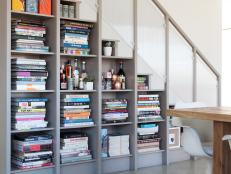 Under-the-Stairs Bookshelves and Bar