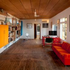 Modern, Minimalist Living Room with Reclaimed Wood
