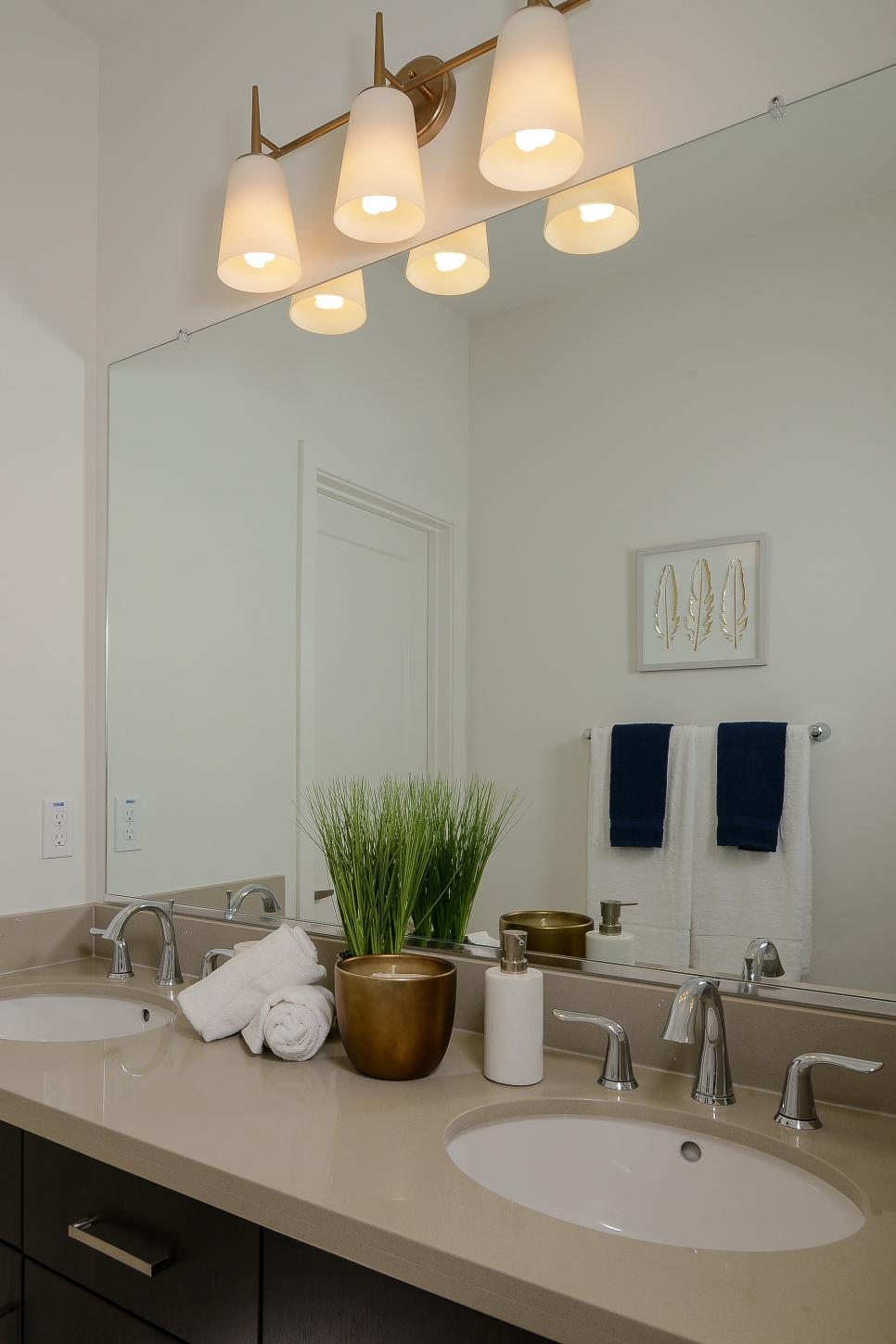 Serene Transitional Bathroom With Double Vanity Sinks