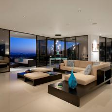 Modern Living Room With Large, Movable Glass Walls