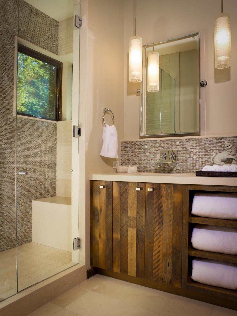 Walk-In Shower Features Beautiful Mosaic Tile Wall | HGTV