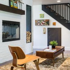 Midcentury Living Room and Staircase