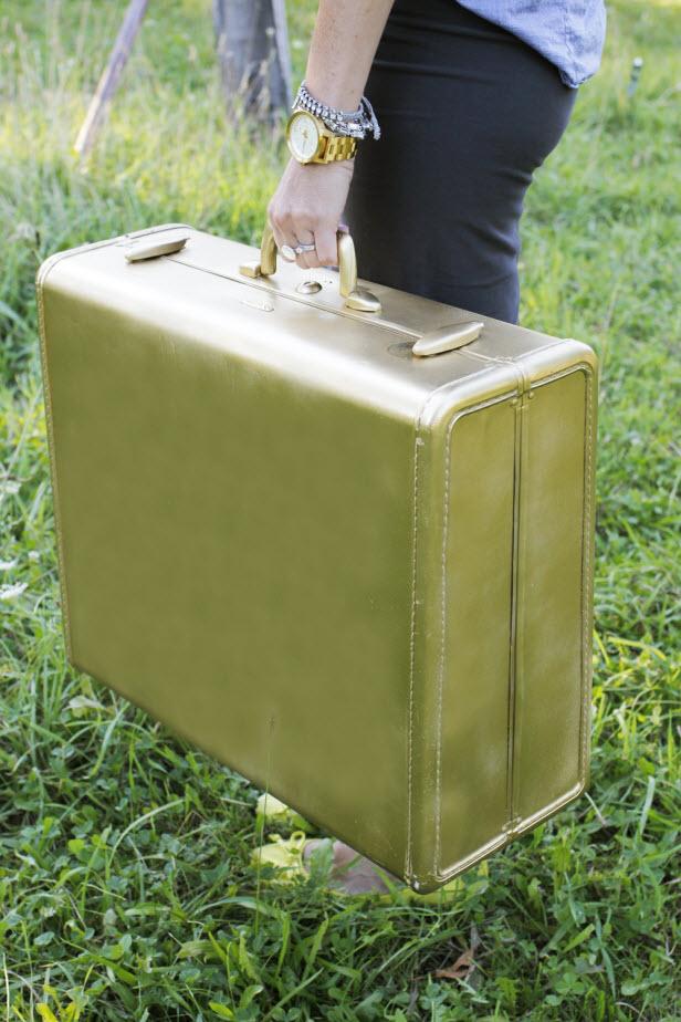 DIY Metallic Gold Suitcase