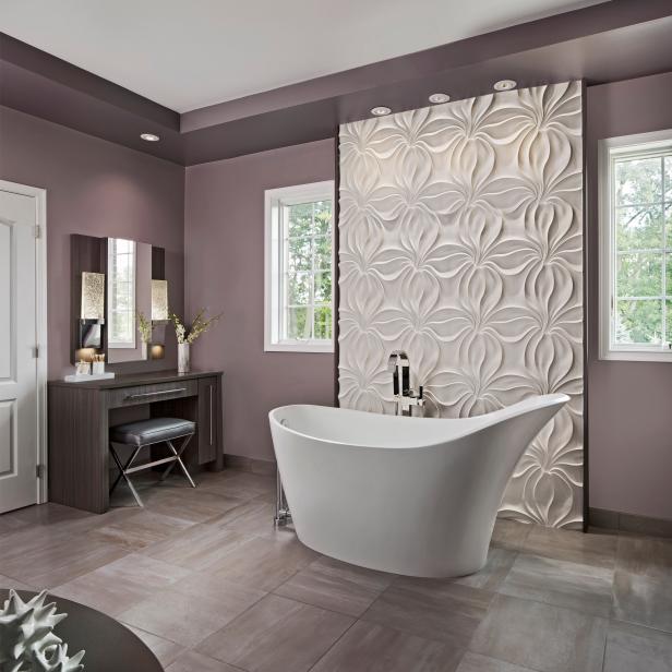 Spa Like Bathroom With Freestanding Tub And Textured Accent Wall Hgtv Spa Like Bathroom With Freestanding Tub And Textured Accent Wall