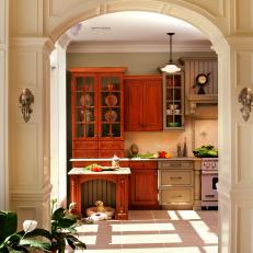 Elegant Traditional Kitchen With Built-In Pet Space