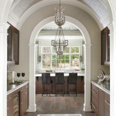 Transitional Butler's Pantry With Barrel-Vaulted Ceiling