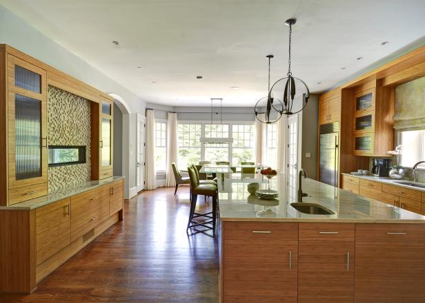 Contemporary Kitchen With Gas Fireplace | HGTV